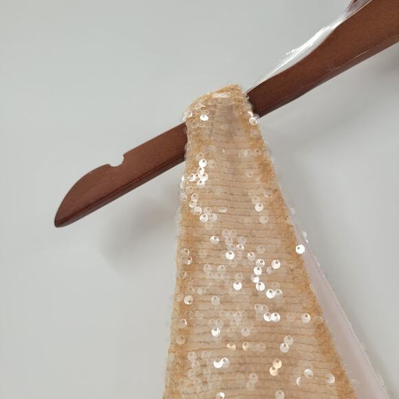 A New Day Womens Sequin Tank Top Medium Cream Sleeveless V Neck Holiday Party - Picture 3 of 12